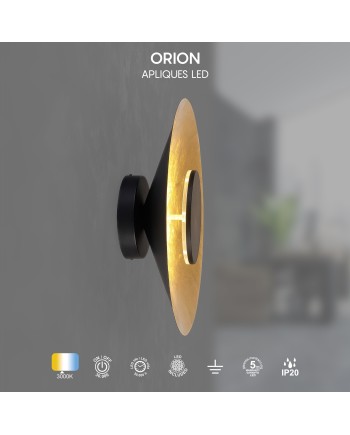 ORION * APLIQUE LED 24W 3000K NEGRO / PAN DE ORO